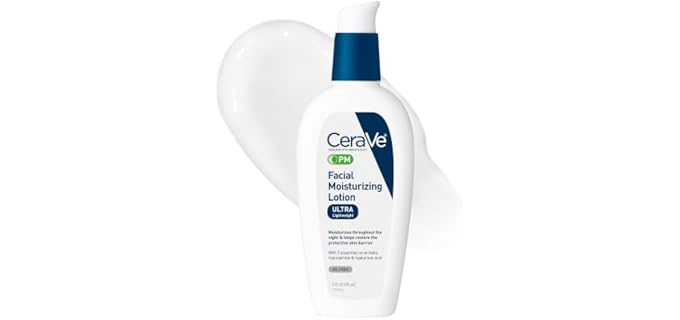 CeraVe PM Daily Facial Moisturizer, Skin Care for Dry Skin, Oil-Free, 3oz | Travel Sized Face Lotion with Hyaluronic Acid, Niacinamide & Ceramides, Face Moisturizer for Men & Women, Skin Barrier Repair