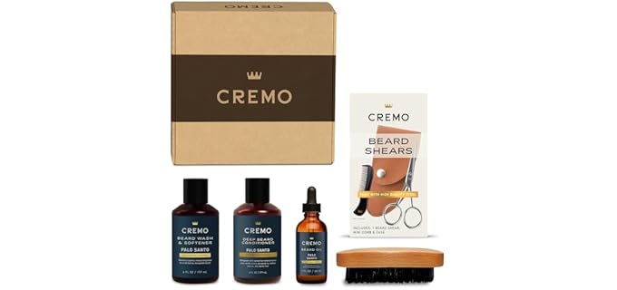 Cremo Beard Kit for Men - Wash, Conditioner, Beard Oil, Brush & Shear Set