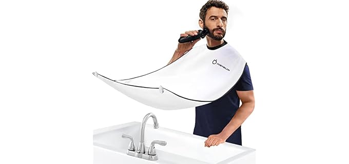 DOEPSILON Beard Bib Beard Apron, Hair-Resistant Beard Bib Hair Catcher, Gifts for Men, Stocking Stuffers, Anniversary Birthday Gifts for Him, Shaving Accessories for Men - White