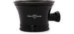 Edwin Jagger RN46 Traditional Porcelain Luxury Shaving Bowl with Handle for Shaving Cream or Shaving Soap for Men and Women (Black)