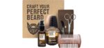 Every Man Jack Essential Beard Care Kit for Men, Sandalwood Teak, Gift Set | Grooming Set with Softening Beard Oil, Styling Balm, Vegan Beard Brush, Dual-Sided Comb, Trimming Scissors & Mustache Comb