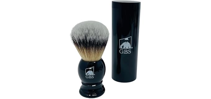 G.B.S Synthetic Shaving Brush with Travel Tube - Professional Wet Shaving Kit, Vegan Bristles, Men’s Grooming Essentials