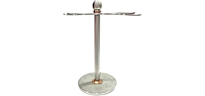 Luxury Razor and Brush Stand, The Admiral by VIKINGS BLADE, Ancient Viking Look with Heavy Distressed Stainless Steel & Brass, Extra Wide Openings, Fits Most Razors and Brushes