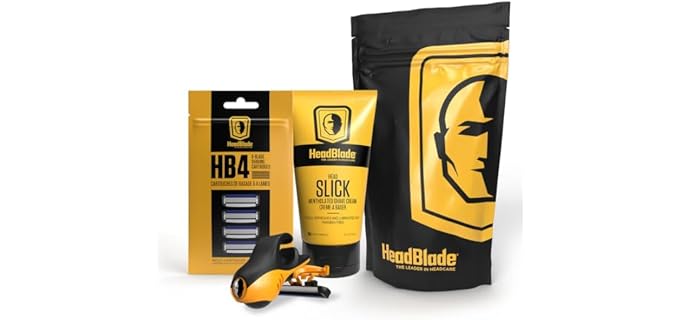 Moto Men's Head Shaving Starter Kit with 5oz HeadSlick Shaving Cream, Shaving Razor, Blade Refills
