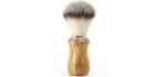 Omega Synthetic Fiber Shaving Brush, Laser Engraved Olive Wood Handle, 1 Unit