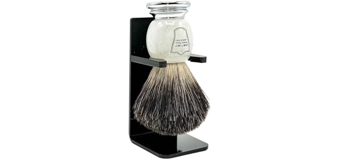 Parker 100% Black Badger Bristle Shaving Brush with Ivory Marbled Handle