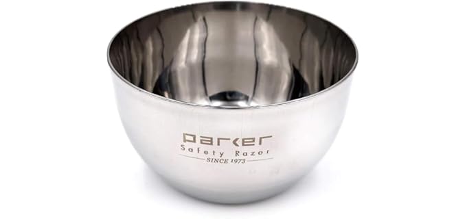 Parker Deluxe Unbreakable Stainless Steel Shaving Bowl
