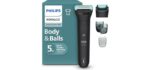 Philips Norelco Body Groomer 5000, Body & Balls, Dual Head Trimmer & Shaver | Dual Head Trim & Shave for Full-Body Grooming, Intimate Trimming, 11 Length Settings, Wet and Dry Use, 100-Minute Runtime