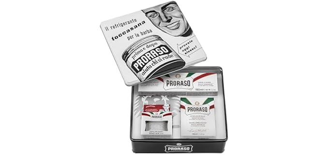 Proraso Shaving Kit - Vintage Toccasana Tin for Sensitive Skin | Gentle Pre Shave Cream, Shaving Cream & After Shave Balm - Premium Italian Gift Set for Men in Collectable Tin