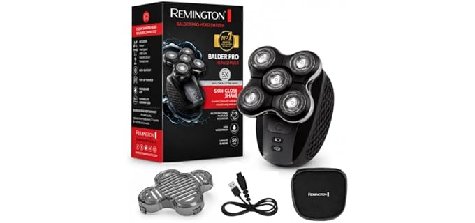 Remington Balder Pro XR7000 Head Shaver for Men, Rotary Wet & Dry Razor | 5 Dual Track Rotary Blades, Hair Capture Chamber, Lithium Rechargeable, Waterproof, Pop-Up Trimmer for Detailing