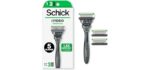 Schick Hydro Sensitive 5-Blade Razors for Men, 1 Handle & 3 Refills | 5-blade mens razors for shaving, 7 hydrating gel pools, Protective guards for sensitive skin, Flip-back precision edging tool