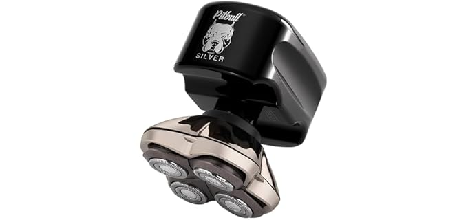 Skull Shaver Pitbull Silver PRO SX5 Head and Face Shaver, Cordless Razor | Head & Face Shaver, Cordless Electric, Wet & Dry Shaving with Multi-Directional Rotary Heads & Adapter