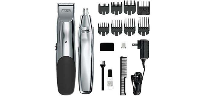 Wahl Groomsman Rechargeable Beard Trimmer Kit & Bonus Battery Nose Trimmer | Trim Beards & Mustaches With The Rechargeable Trimmer And Nose Hair With The Bonus Battery Wet/Dry Trimmer – Model 5622V